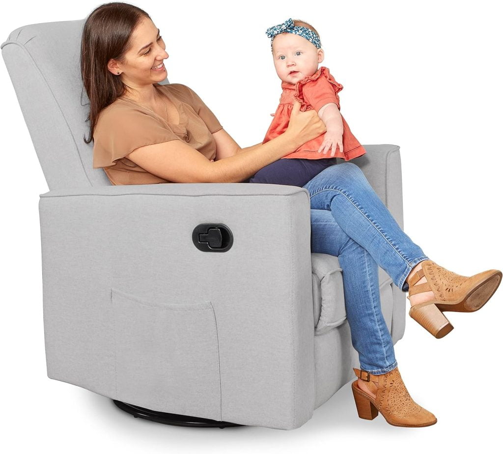 Evolur Raleigh Upholstered Plush Seating Glider Swivel